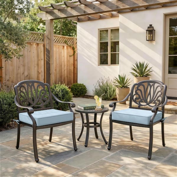 18.5 in. x 16 in. x 4 in. (2-Pack) Square Outdoor Patio Seating Repacement Lounge Chair Dining Seat Cushion Sky Blue