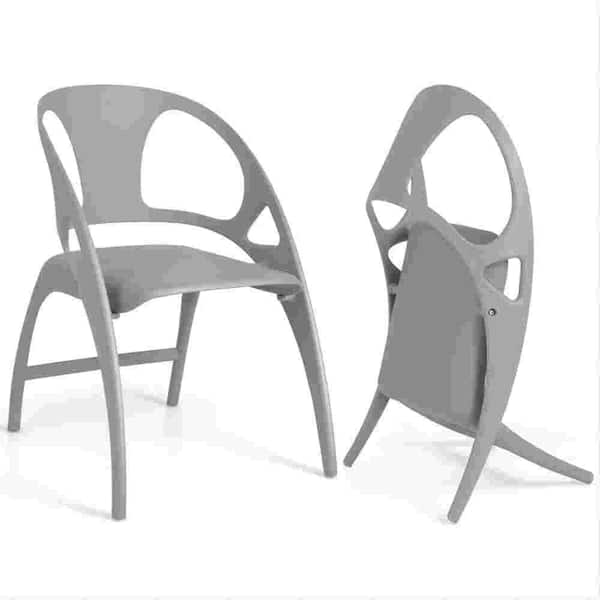 Angel Sar Gray Folding Modern PP Outdoor Dining Chair (Set of 2)