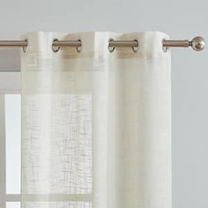 Taupe Linen Grommet Sheer Curtain - 38 in. W x 84 in. L (Set of 2)