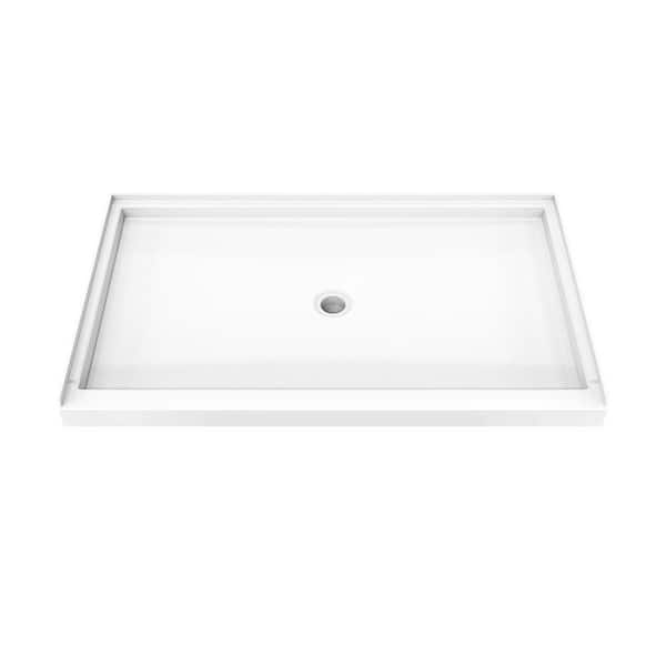 DreamLine DreamStone 36 in. L x 60 in. W Alcove Shower Pan Base with Center Drain in White
