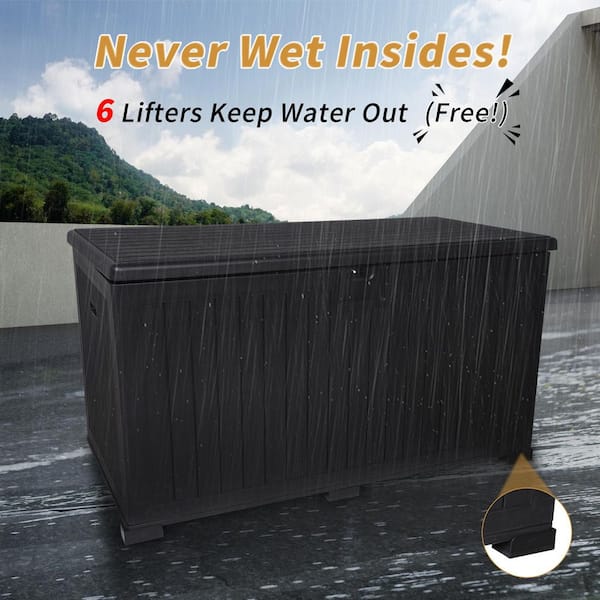 260 gal. Waterproof Outdoor Resin Storage Deck Box, Double-Layer Cover Lockable, Versatile Deck Bench w/ 6 Non-Slip Feet