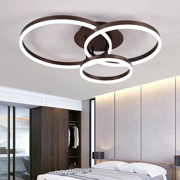 Carson 3-Light 31.8 in. Brown Cluster Circle LED Semi-Flush Mount