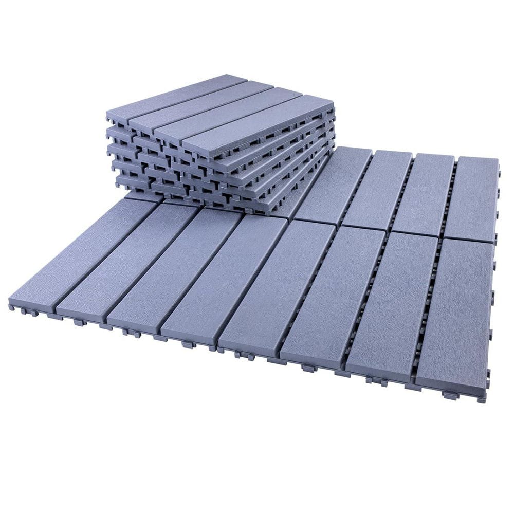 Plastic Interlocking Deck Tiles 9 Pack (11.3 in. x11. 3 in.), Decking Tiles Outdoor Waterproof for All Weather Use Gray price history on PriceWatchPro