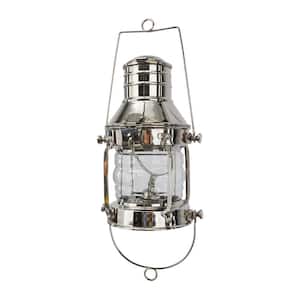 9 in. H Silver Brass Decorative Candle Lantern with Handle