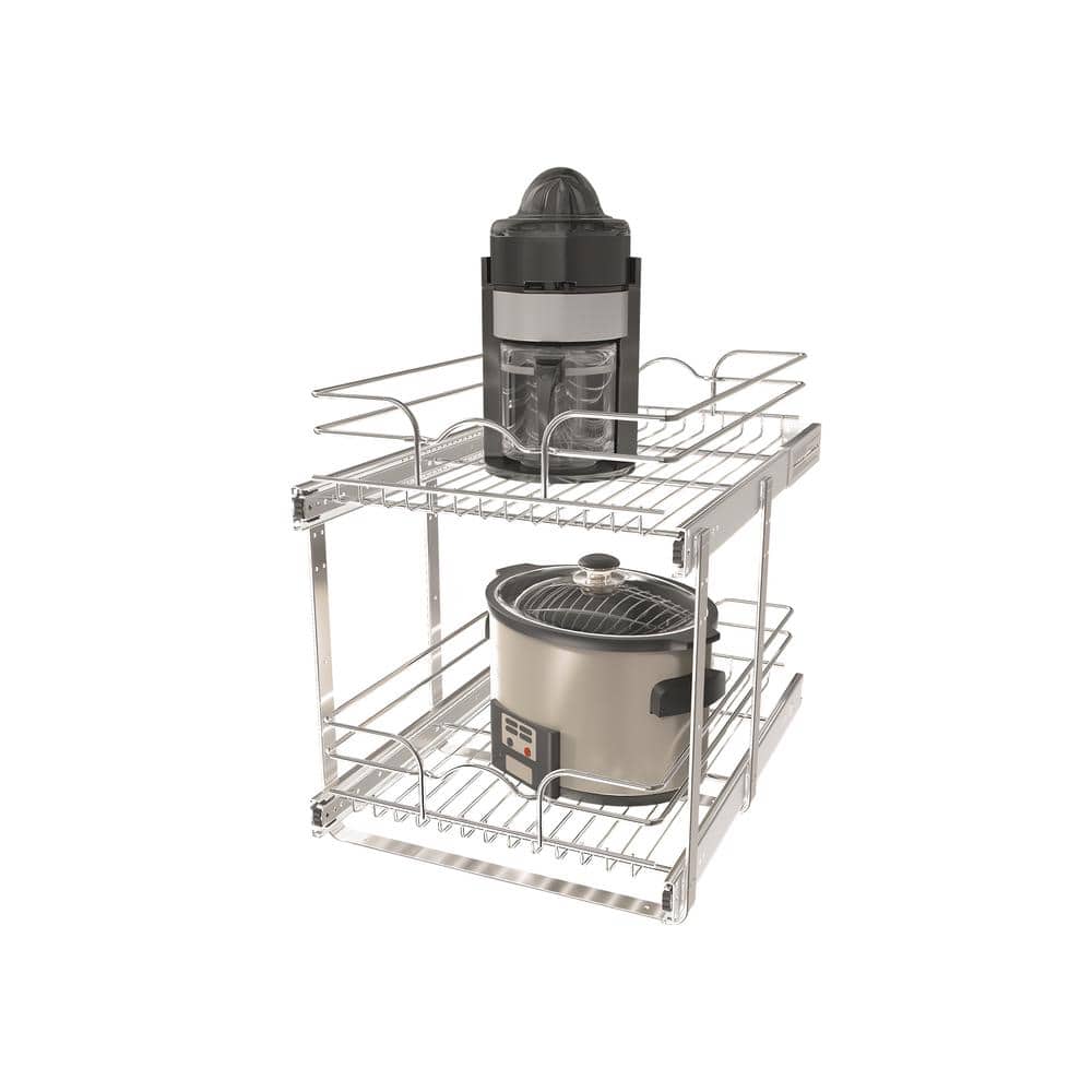 Chrome 2-Tier Wire Pullout Kitchen Cabinet Organizer