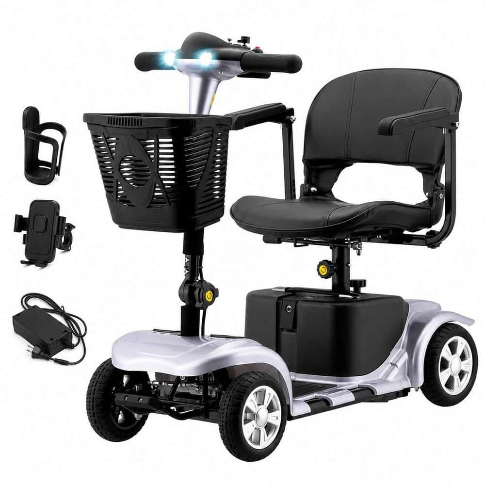 4-Wheel Mobility Scooter for Seniors Adults, Travel Electric Scooter with LED Light Basket and Charger, Silver price history on PriceWatchPro