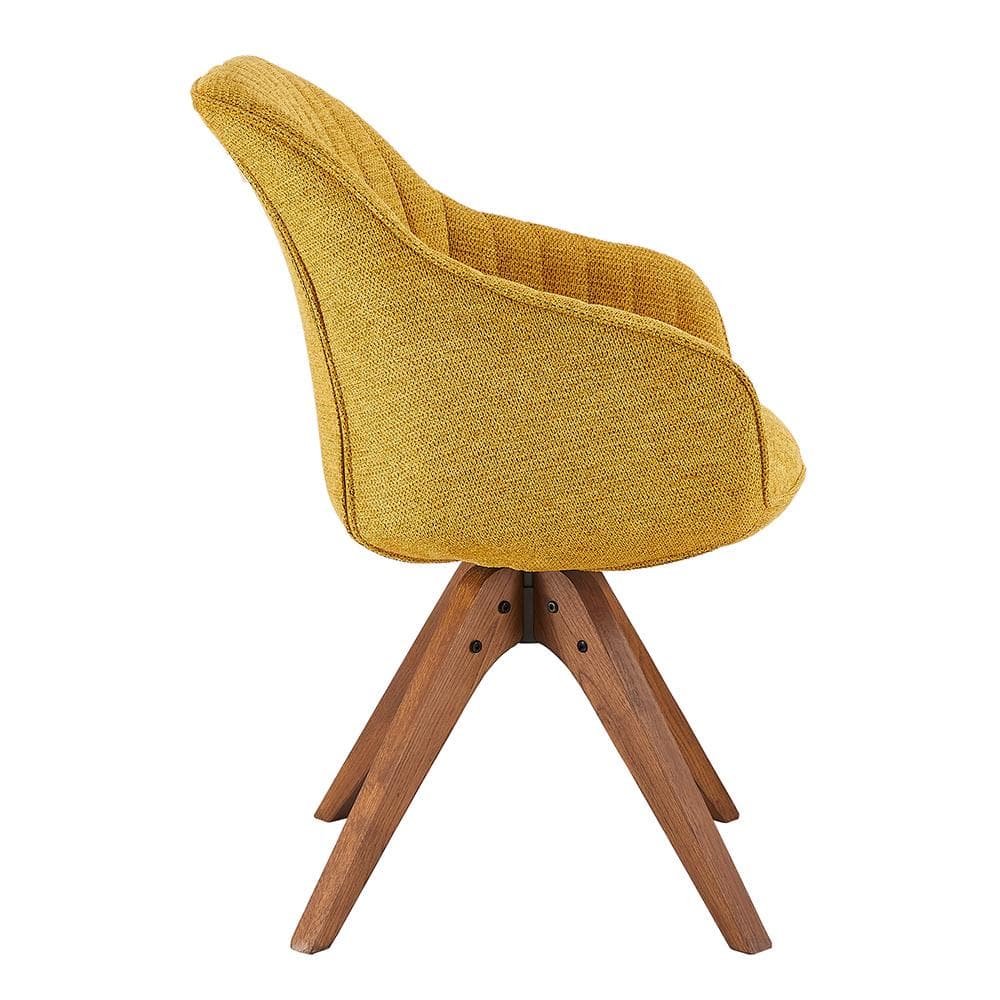 Mid-Century Modern Yellow Swivel Accent Chair with Beech Wood Legs