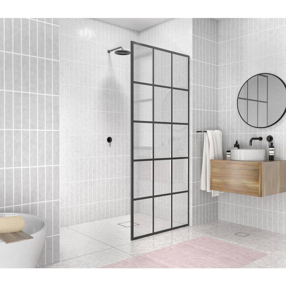 Glass Warehouse French Monture Noir 34 in W x 78 in. H Fixed Single