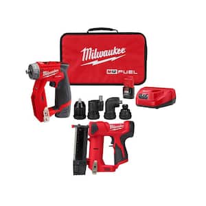 M12 FUEL 12V Cordless 4-in-1 Installation 3/8 in. Drill Driver Kit with M12 23-Gauge Lithium-Ion Cordless Pin Nailer