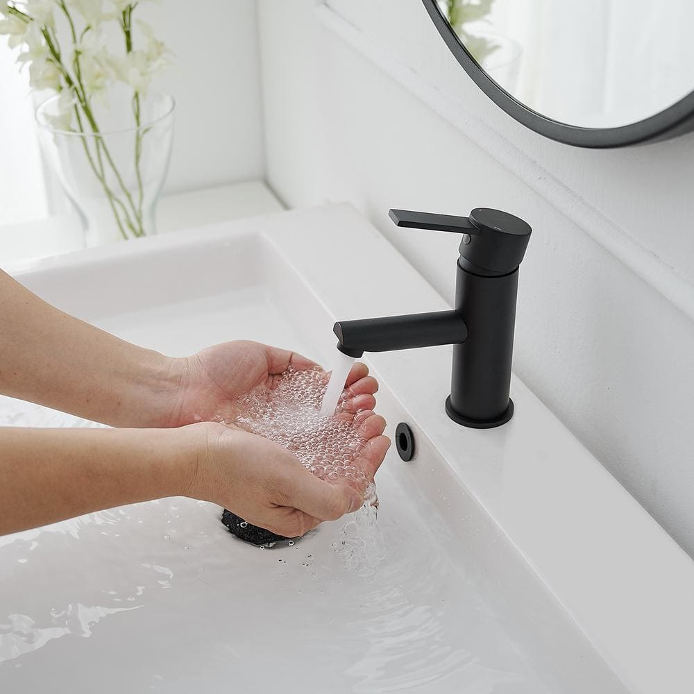 Matte Black Stainless Steel Single-Handle Bathroom Faucet