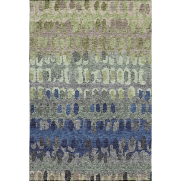 Mayfield Premium Machine Washable Abstract AMF2529 Aloe 9 ft. x 12 ft. Area Rug