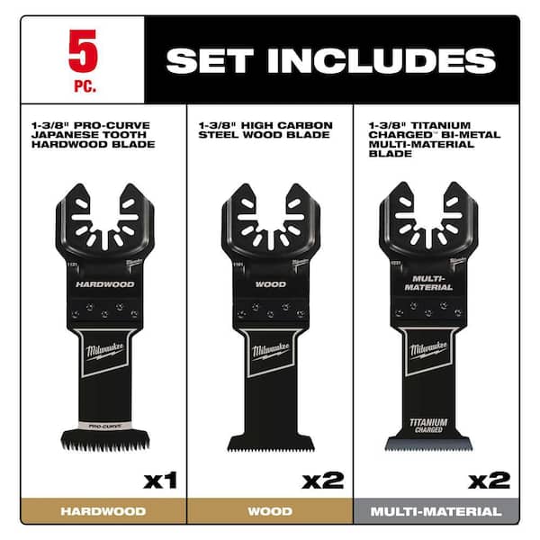 OPEN-LOK Variety Oscillating Blade Set w/ Japanese Hardwood Blade (5-Piece)
