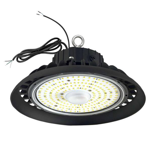10in. 300-Watt Equivalent Integrated LED Dimmable Black UFO High Bay Light, 5000K Lighting Microwave Motion Sensor