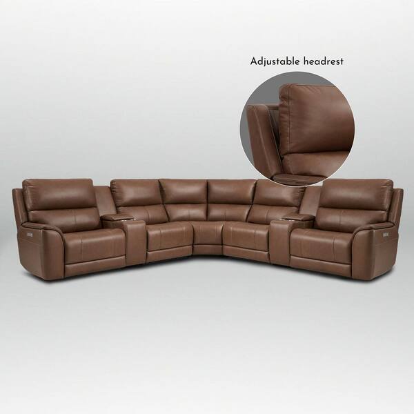 Ellesophas 136 in. Double Width Genuine Leather Power Reclining