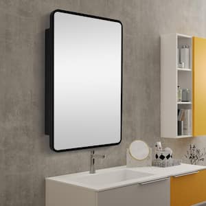 24 in. W x 30 in. H Small Rectangular Silver Iron Recessed/Surface Mount Medicine Cabinet with Mirror
