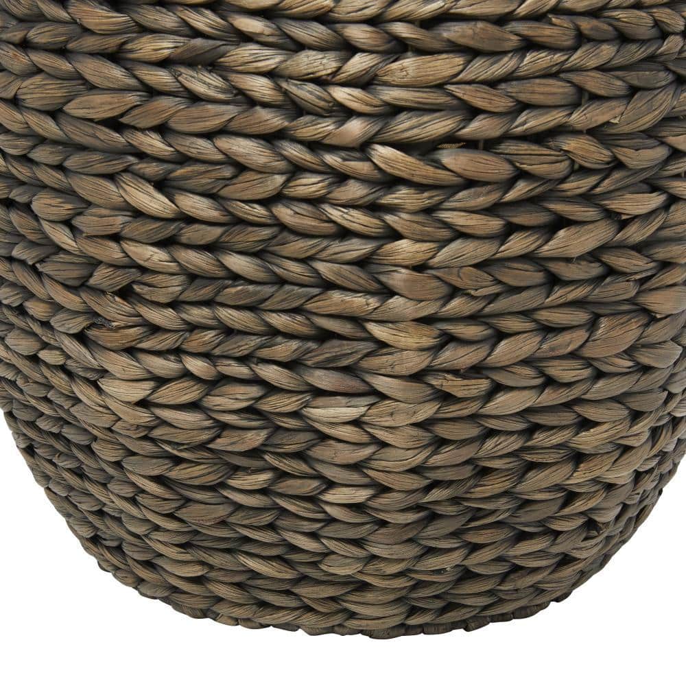 Traditional Seagrass Round Storage Basket with Lid - Dark Brown