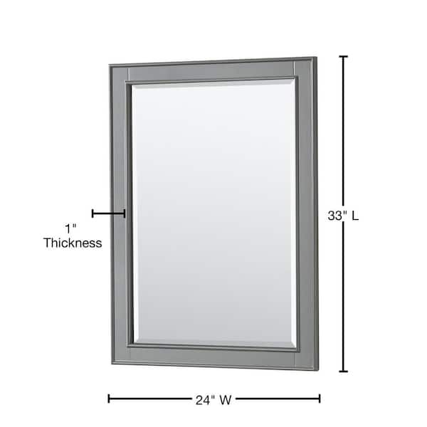 Deborah 24 in. W x 33 in. H Framed Rectangular Bathroom Vanity Mirror in Dark Gray