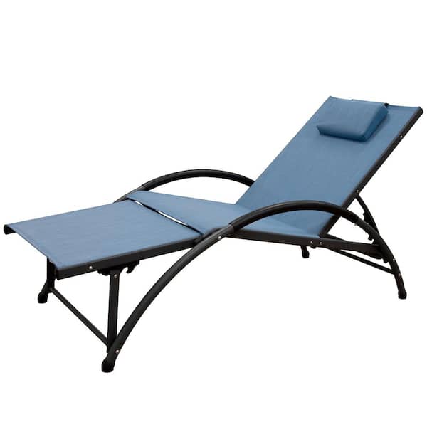 Unbranded Dockside Aluminum Sling Outdoor Reclining Lounger in Cape Cod Blue