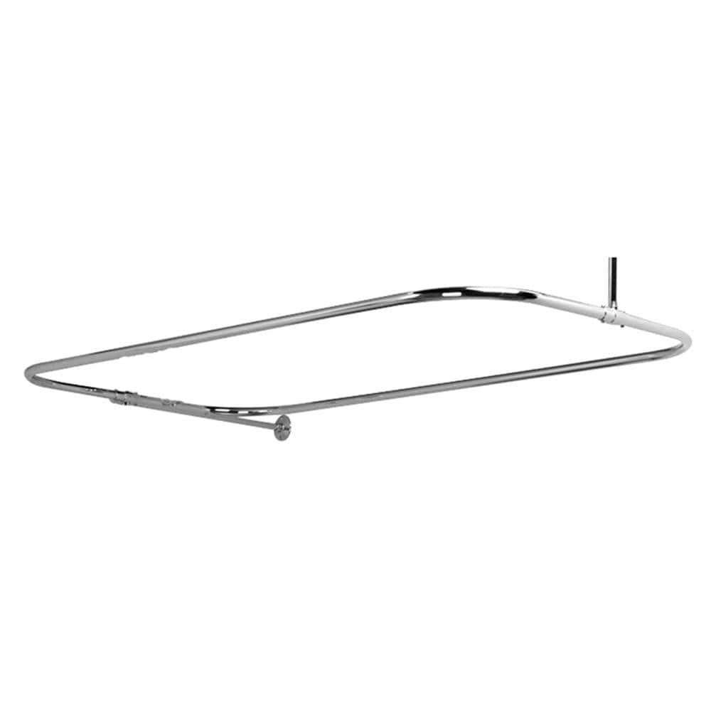 54 in. Rectangular Shower Rod with Side Support in Polished Chrome