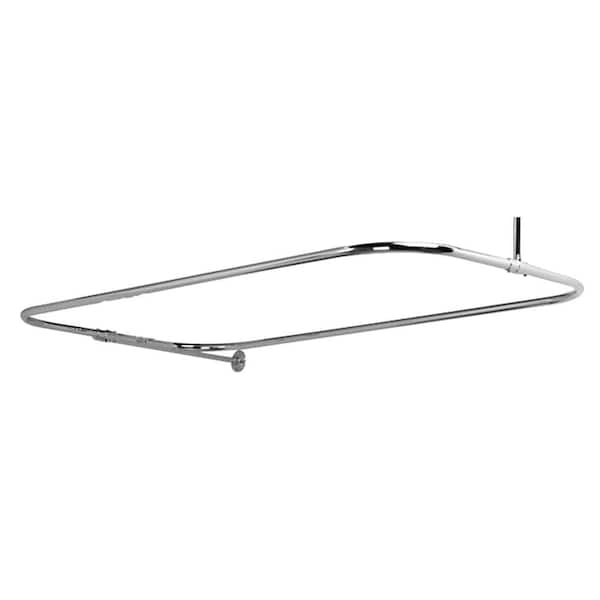 Barclay Products 54 in. Rectangular Shower Rod with Side Support in Polished Chrome