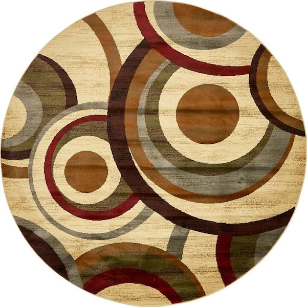 Unique Loom Barista Kona Beige 8' 0 x 8' 0 Round Rug