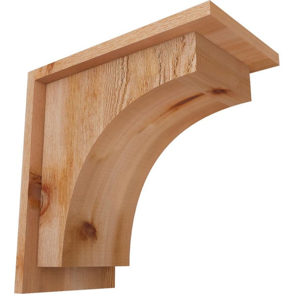 8 in. x 14 in. x 14 in. Huntington Rough Sawn Western Red Cedar Corbel with Backplate