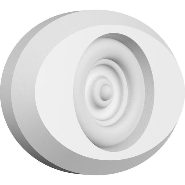 Ekena Millwork 4-in W x 2-3/4-in H x-1/2-in P Standard Dalton Bullseye Rosette with Beveled Edge (2-Pack)