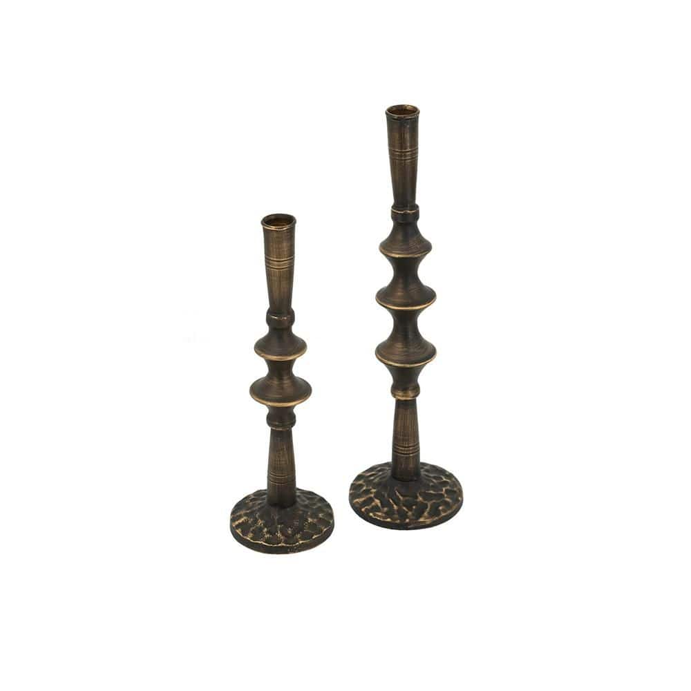 IRON CANDLE STAND Sサイズ2点　Lサイズ2点セット Sculptural Black Iron Candle Holder 2-Pack, S: 3. 9 x 3. 9 x 13. 8