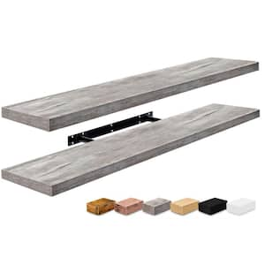 2-Pack Long Floating Shelves, 35 in. W x 9 in. D Gray Decorative Wall Shelf