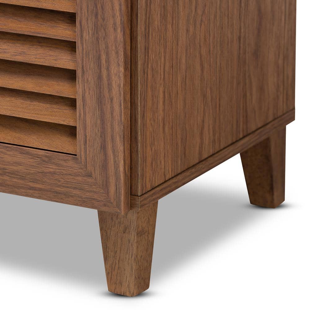 Walnut Finished 5-Shelf Wood Shoe Storage Cabinet with Drawer