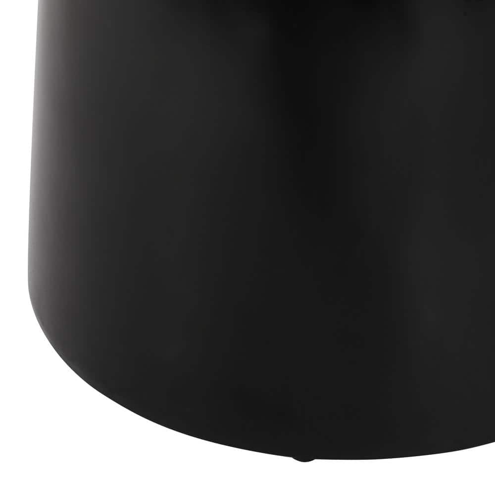 Black Powder-Coated Iron Pedestal Outdoor Side Table