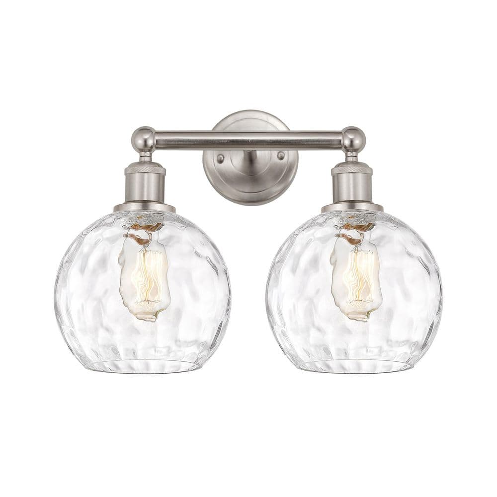 Athens Water Glass 17 in. 2-Light Brushed Satin Nickel Vanity Light with Glass Shade price history on PriceWatchPro