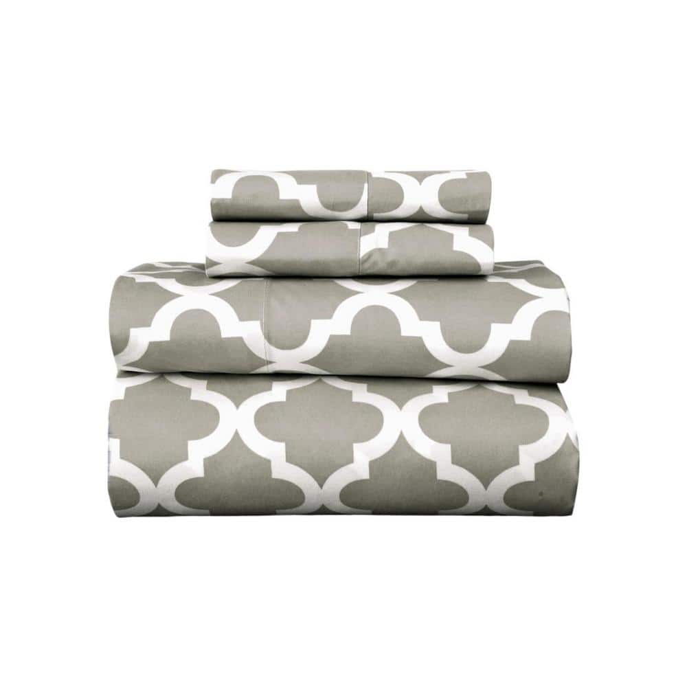 4-Piece Beige and White Novelty Microfiber Queen Sheet Set price history on PriceWatchPro