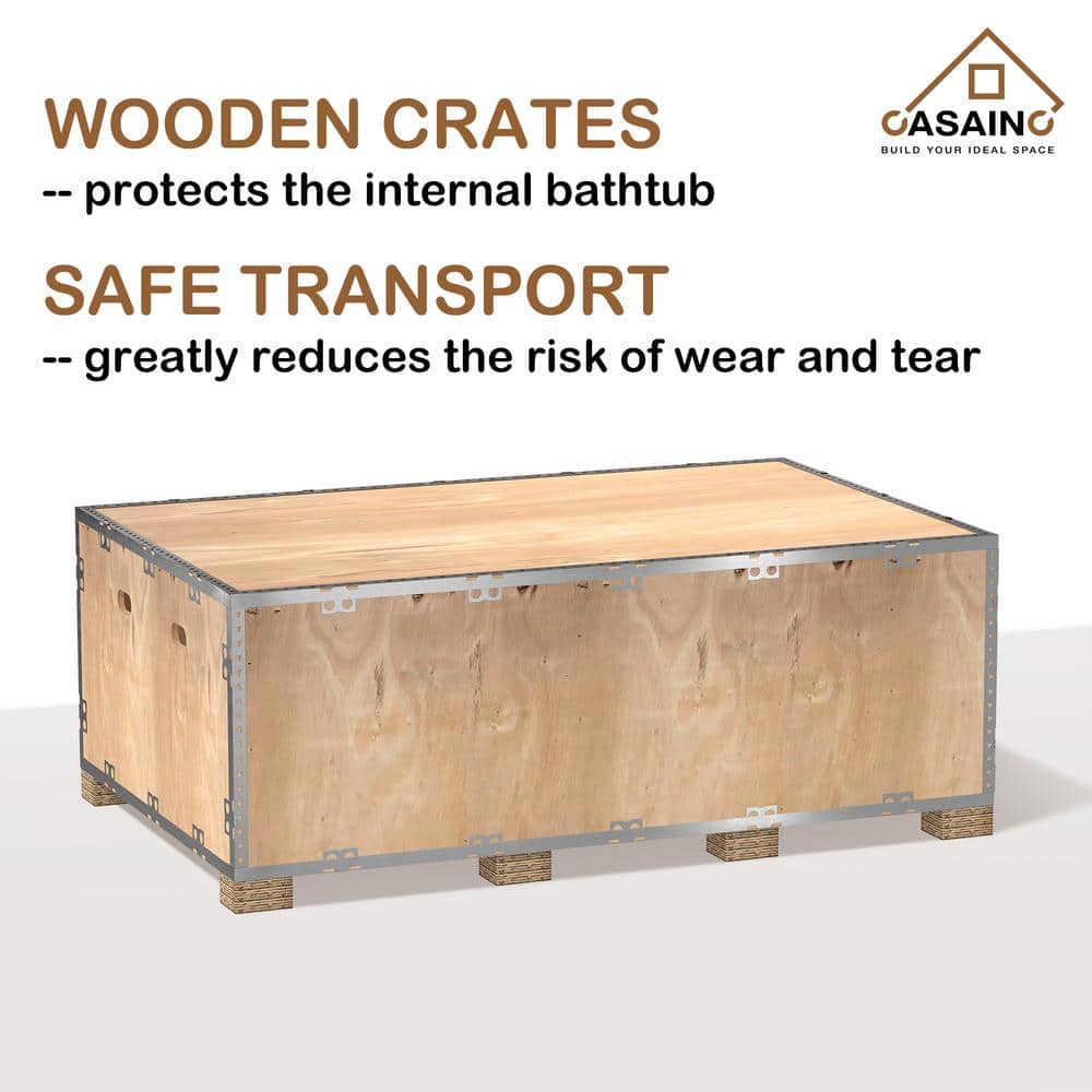 67'' White Stone Resin Freestanding Soaking Bathtub