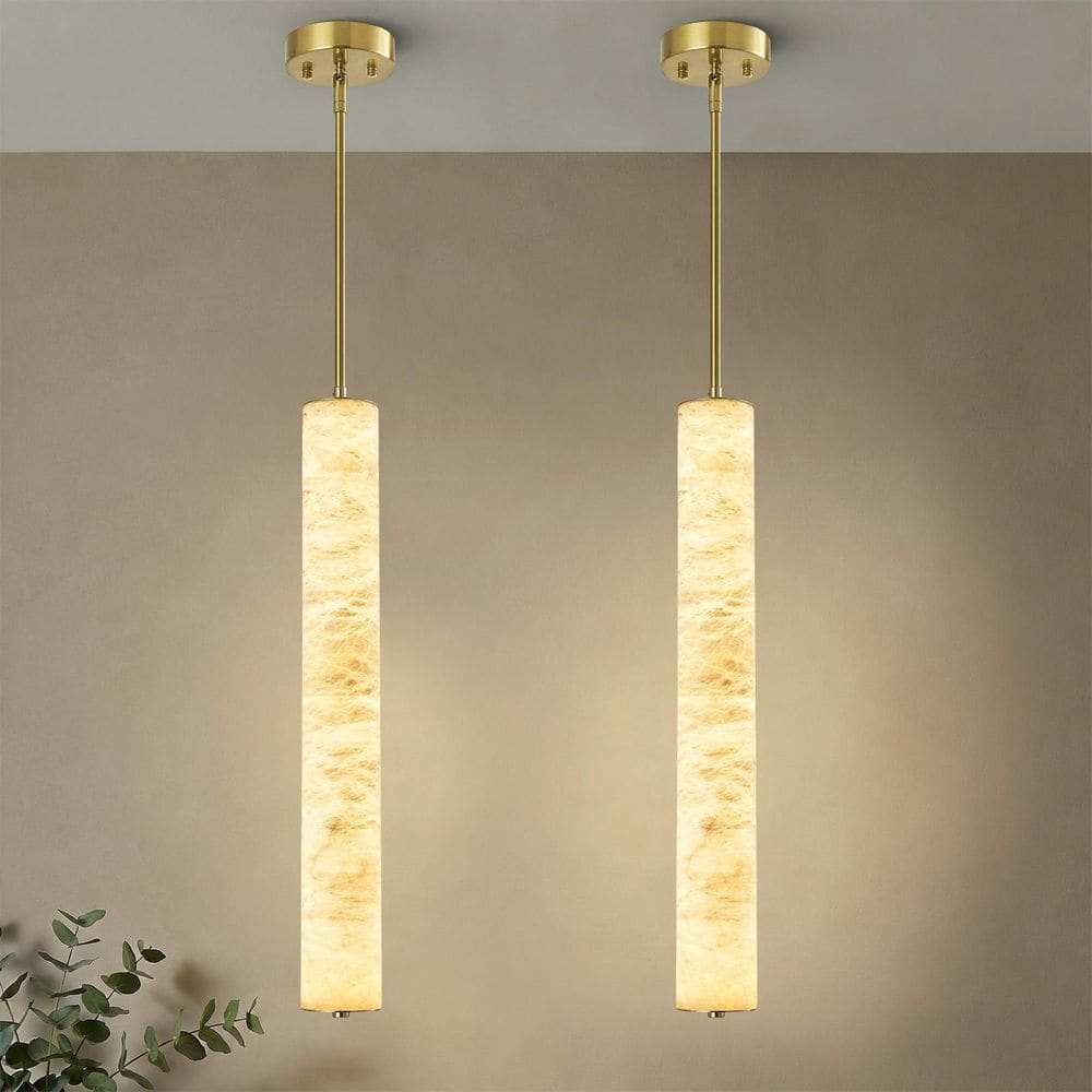 Home Lighting 14W 1-Light Gold Modern Adjustable Alabaster Integrated LED Pendant Lights for Kitchen Island (M2-Pack) price history on PriceWatchPro