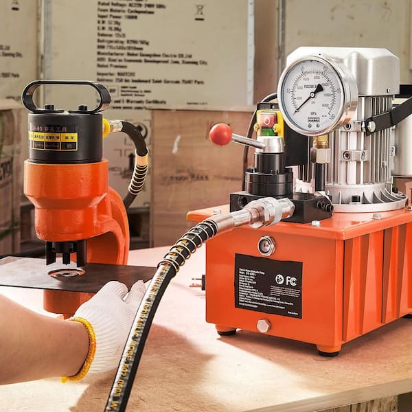 Electric Hydraulic Pump 10000 PSI 750W 110V Double Acting Manual Valve with Lever Switch for Punching/Bending/ Machines