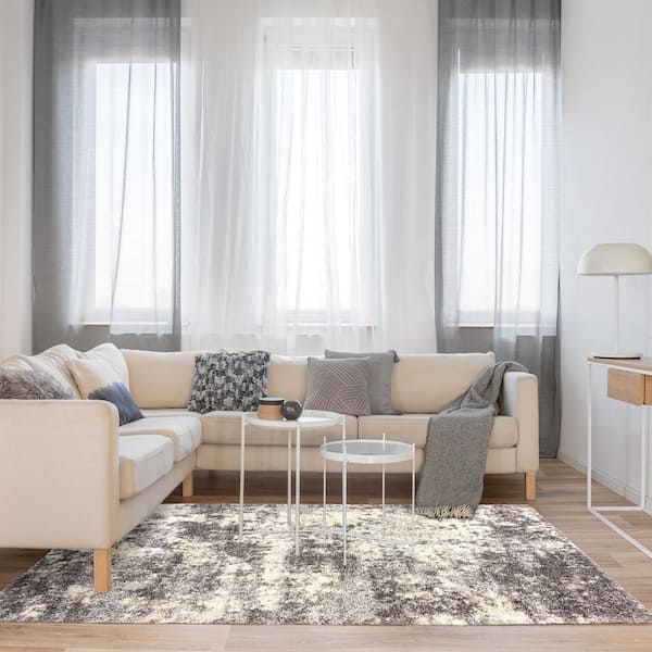Anjou Patmos Gray 8 ft. x 10 ft. Abstract Shag Indoor Area Rug