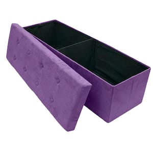 43 in. L x 15 in. W x 15 in. H Purple Collapsible Chest Fabric Bench Storage Box