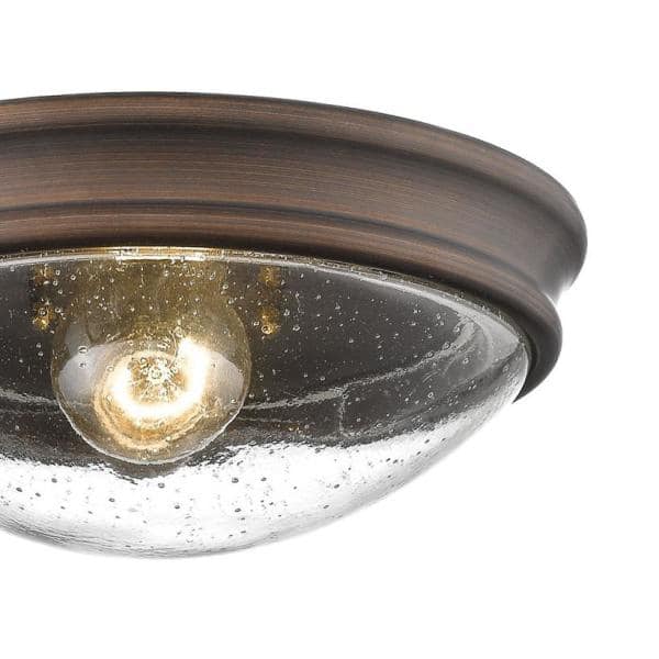 Rubbed Bronze and Clear Glass 10" Flush Mount Light