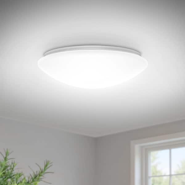 13 in. White Dimmable LED Flush Mount Ceiling Light Fixture, Modern 6000K Daylight for Bedroom Living Room