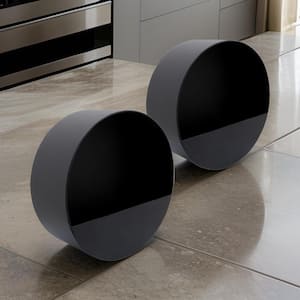 12 in. x 12 in. Black Metal Round Indoor Planter with Mounting Hanger (Set of 2)