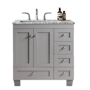 Acclaim 30 in. W x 22 in. D x 34 in. H Vanity in Grey with Carrara Marble Vanity Top in White with White Basin
