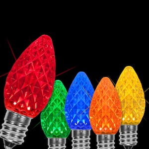 OptiCore C7 LED Multi-Color Faceted Christmas Light Bulbs (25-Pack)