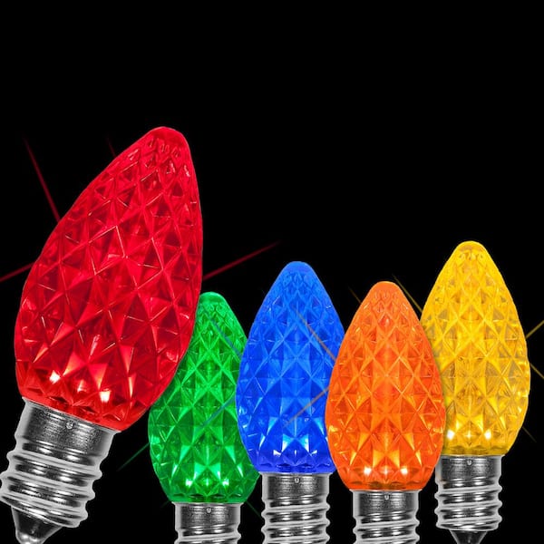 omdømme Bunke af Shredded Wintergreen Lighting OptiCore C7 LED Multi-Color Faceted Christmas Light  Bulbs (25-Pack) 72613 - The Home Depot