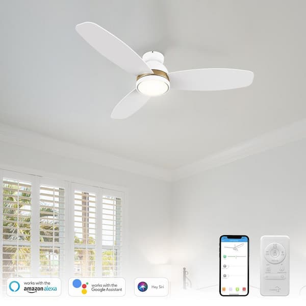 Biscay 52 in. Integrated LED Indoor/Outdoor White Smart Ceiling Fan with Light and Remote, Works with Alexa/Google Home