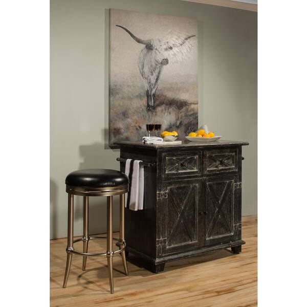 Hillsdale Furniture Bellefonte Black Kitchen Island With Marble Top