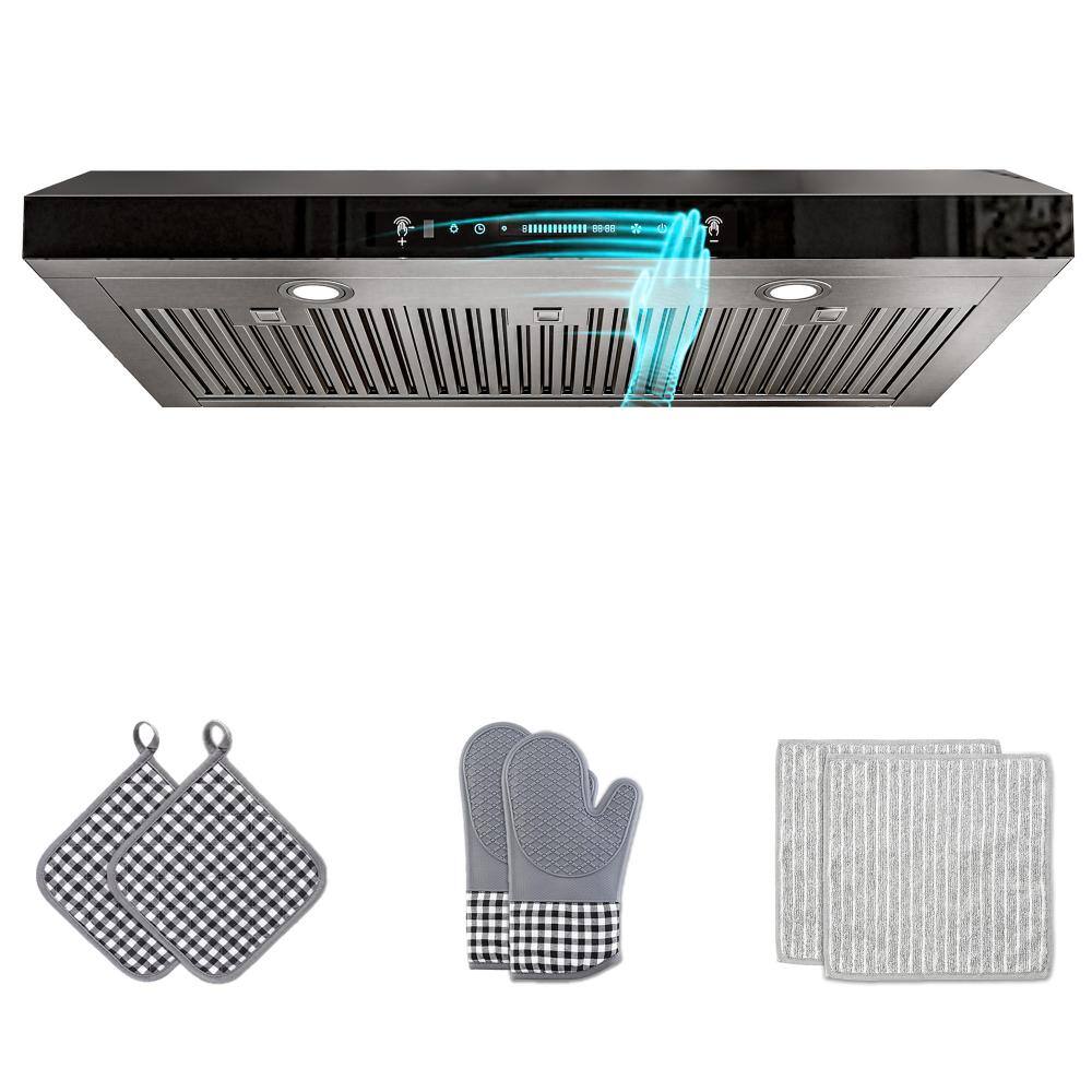 36 in. 300 CFM Ducted Under Cabinet Range Hood in Black Glass with 3-Venting Options, Touch and Gesture Control, Remote price history on PriceWatchPro