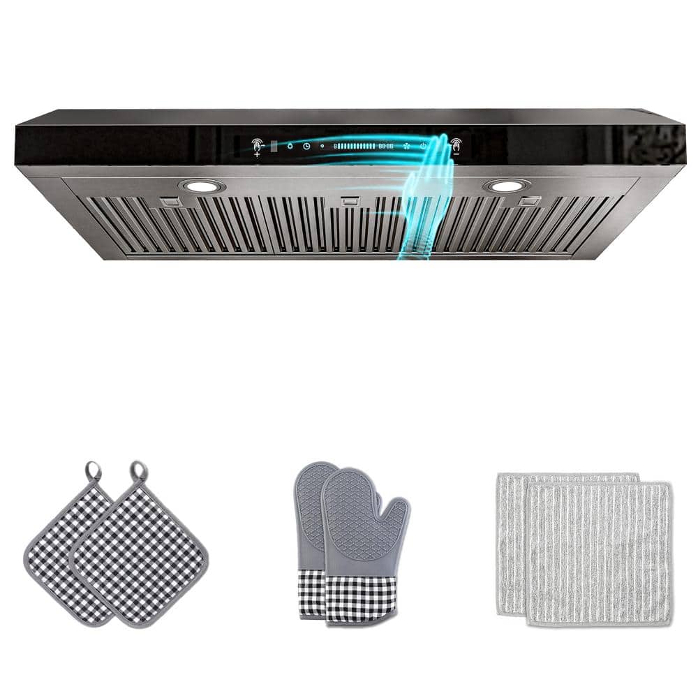 36 in. 400 CFM Ducted Under Cabinet Range Hood in Black Glass with 3-Venting Options, Touch and Gesture Control, Remote price history on PriceWatchPro