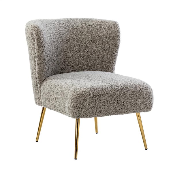 JAYDEN CREATION Gabriel Upholstered Grey Side Chair with Metal Legs