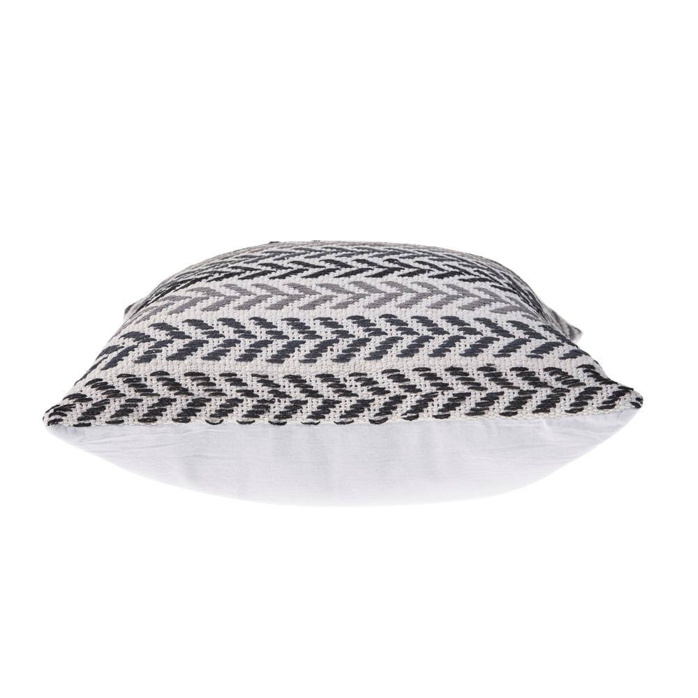 Handwoven Gray and Black Chevron Cotton Throw Pillow, 18" x 18"